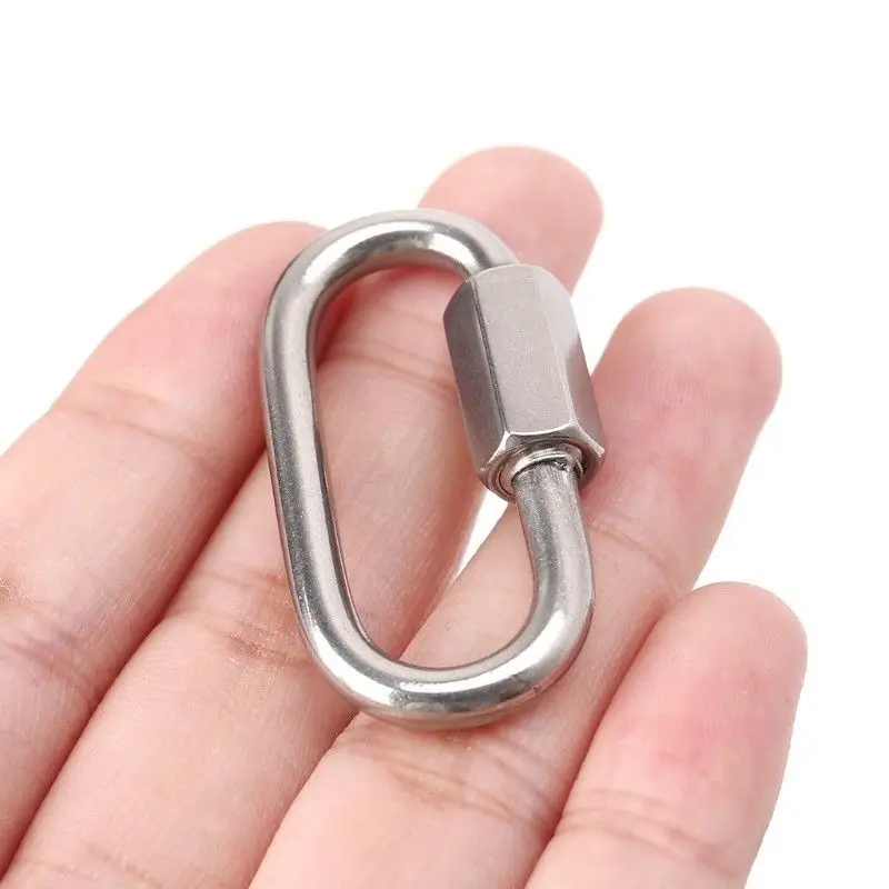 New 1PC Stainless Steel Lock Screw Climbing Gear Carabiner Quick Links Safety Snap Hook Outdoor Camping Hiking Buckle Hook Tools