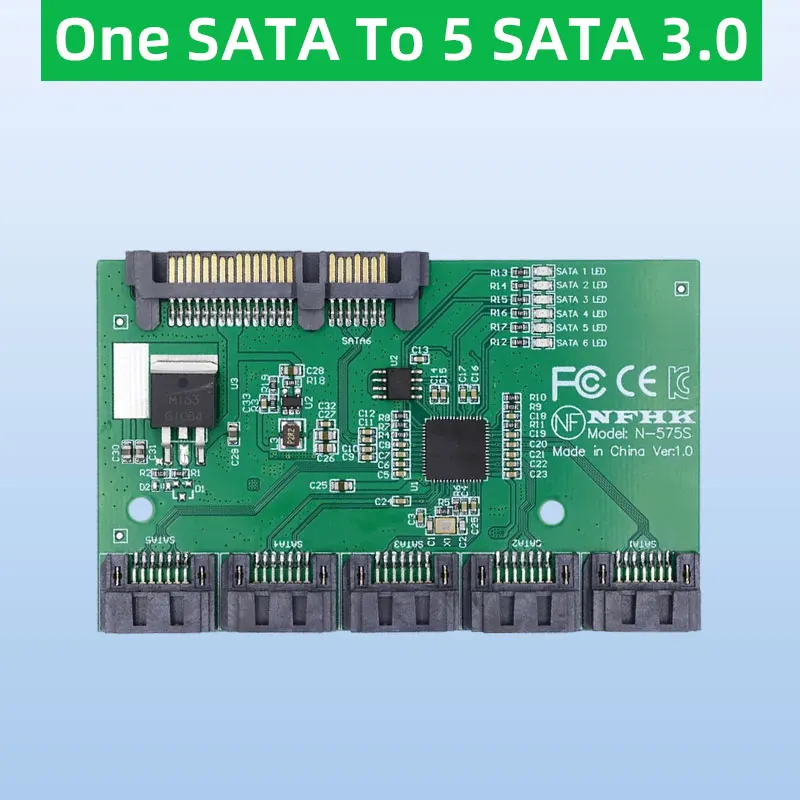 

ADT-Link One SATA To 5 SATA 3.0 Multi-interface Expansion Card 5 Sata Adapter Board SA-054 JMB575