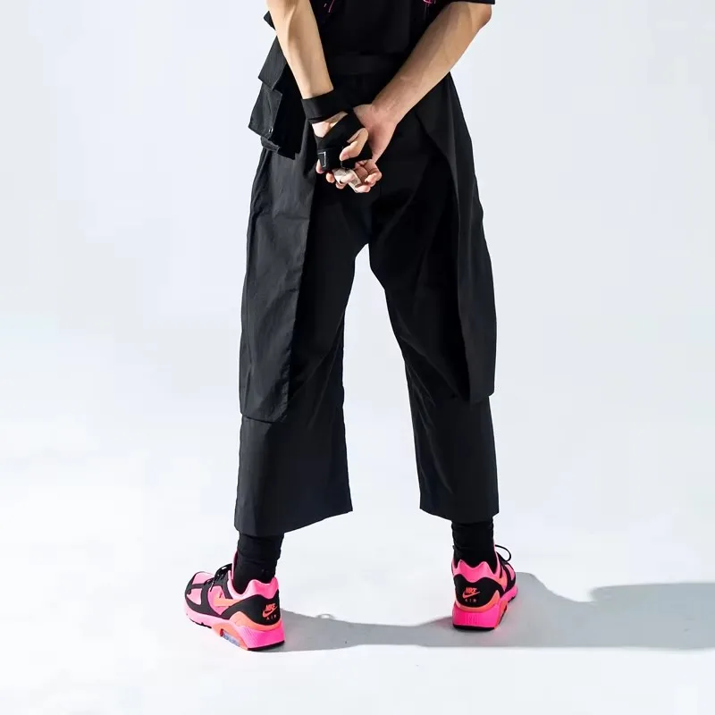 27-46 新 2025 紳士服 GD ファッションヘアスタイリストストリートコラージュサムライスカートパンツキュロットプラスサイズの衣装