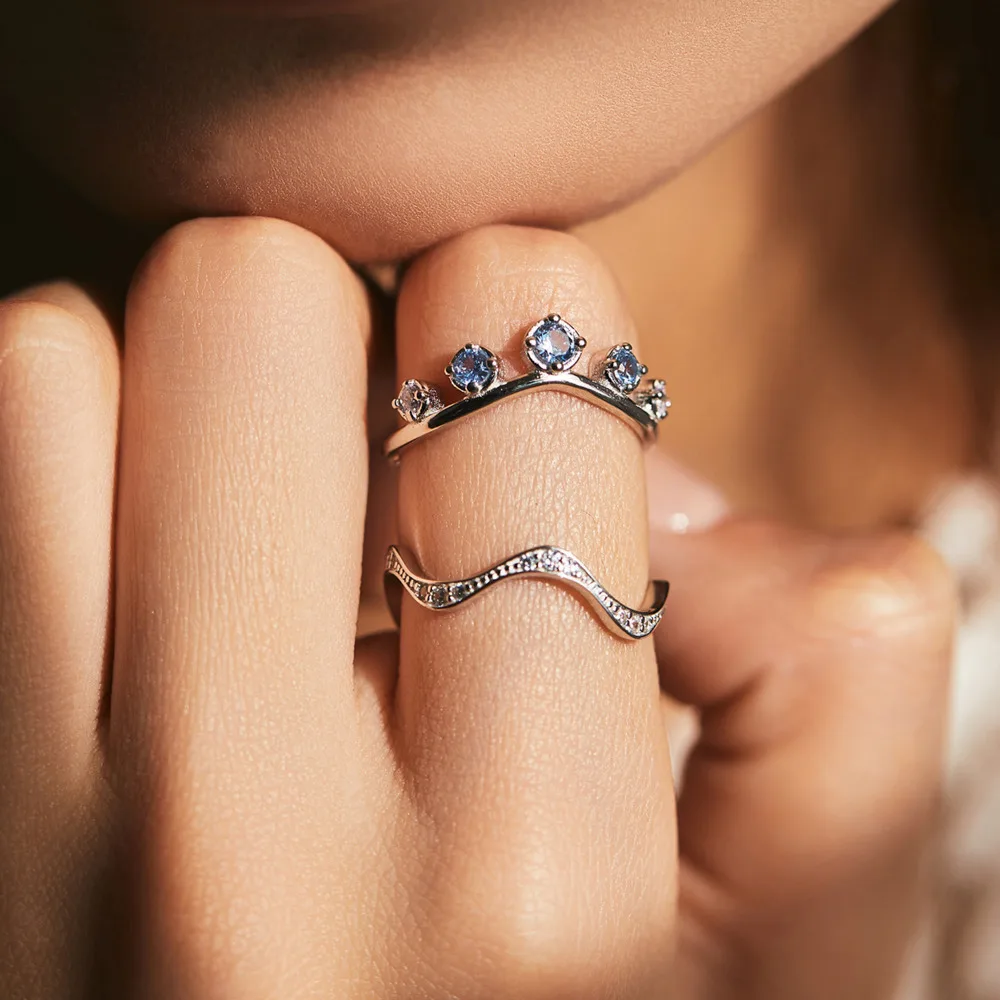 

GL S925 Pure Silver Full Diamond Crown Ring for Women, Luxury Crown Ring - A Great Gift