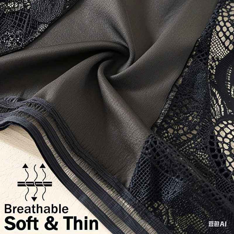 3Pcs Sexy Black Lingerie Womens Panties Elasticity Bikini Womens Underwear Sexy Transparent Lace Mid Waist Briefs for Women