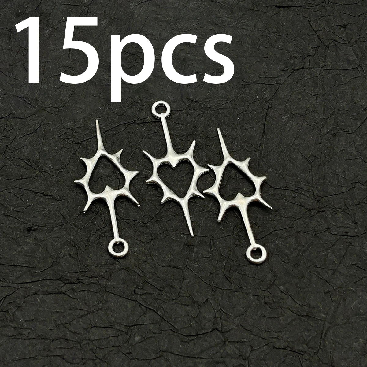 15 Pieces of Vintage-Style Handmade Accessories, Thorn Hollow-Out Heart Pendants, Suitable for DIY Bracelets, Necklaces, and Earrings, Niche Cool-Style Jewelry DIY Basic Handmade Materials