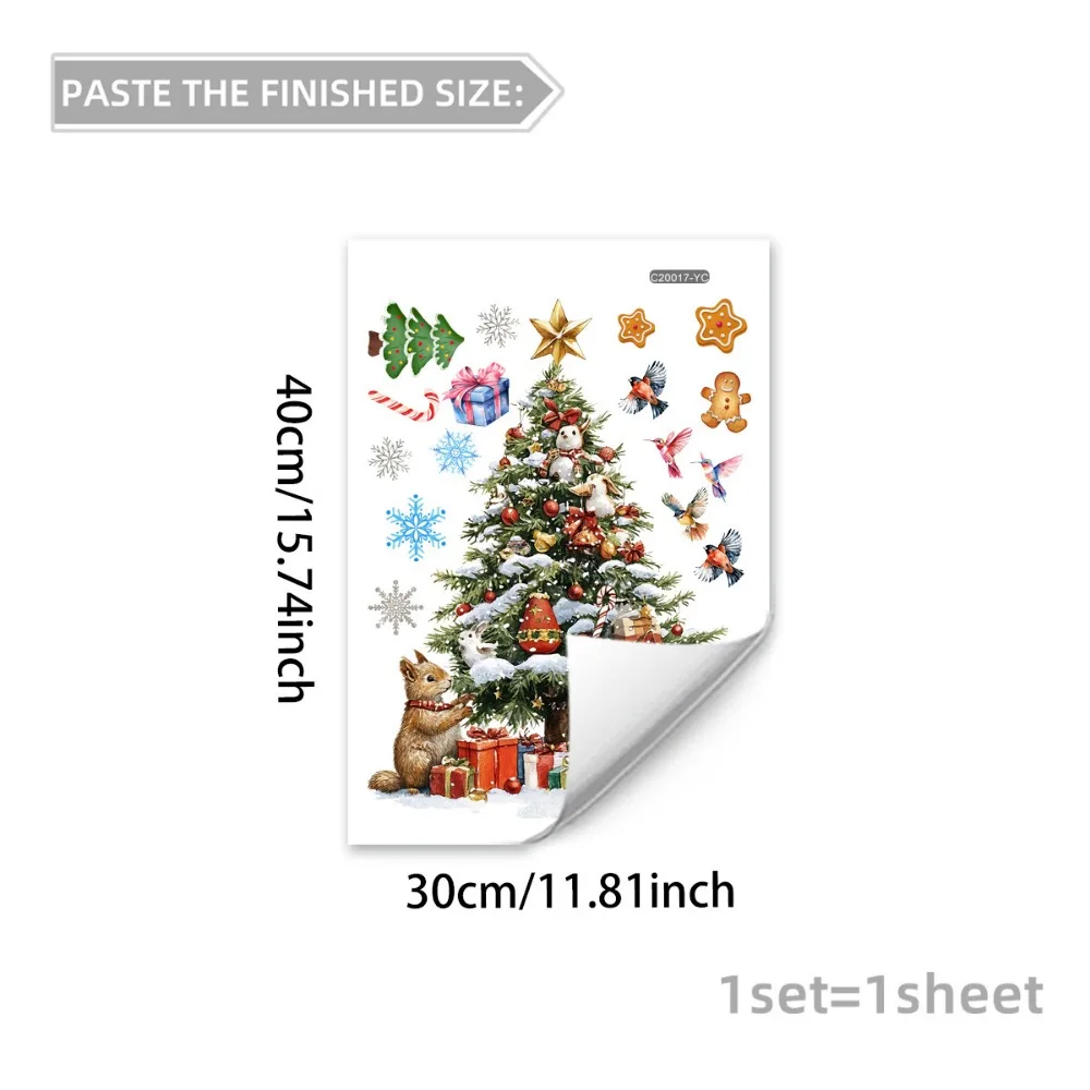 ملصقات نافذة شجرة عيد الميلاد هدية عناصر عيد الميلاد ملصقات زجاجية لتزيين النوافذ ديكور المنزل والمهرجانات