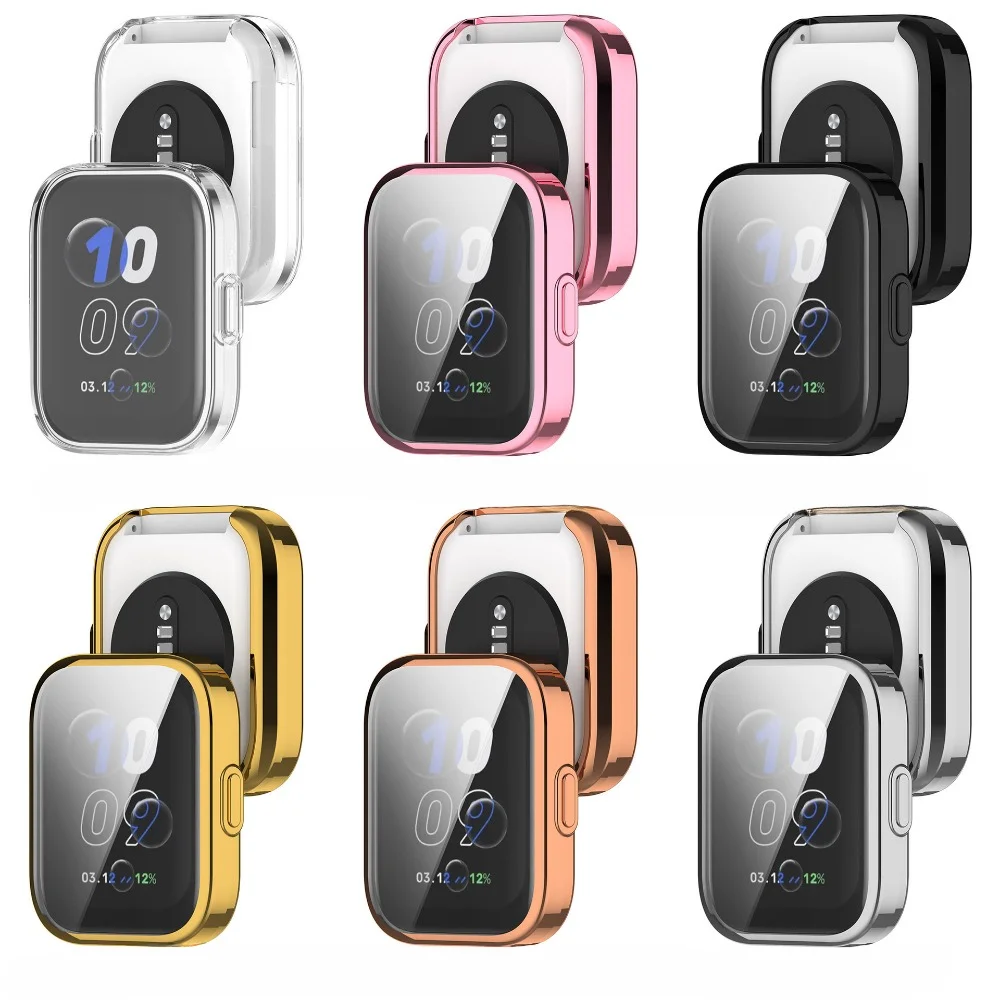 Casing PC + กระจกนิรภัยสำหรับ amazfit bip5สามัคคีฟิล์มกันรอยป้องกันเต็มพื้นที่ของหน้าจอสมาร์ทวอทช์กันชน A2324ผ้าฝ้ายทำความสะอาด