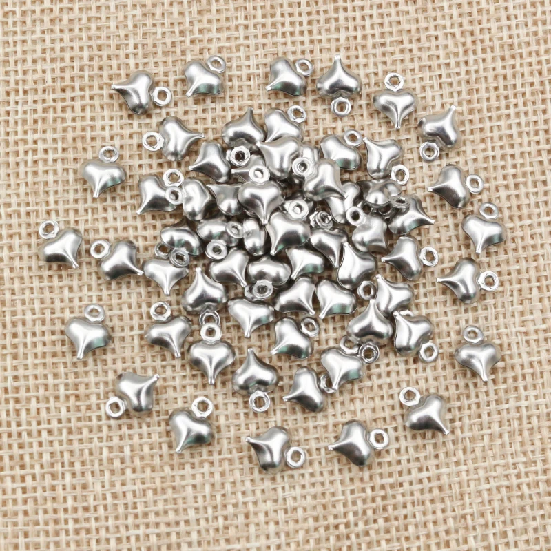 30pc/lot 10x8mm Heart Charms 316 Stainless Steel Heart Cute for necklace pendant charms diy jewelry making-R5-41