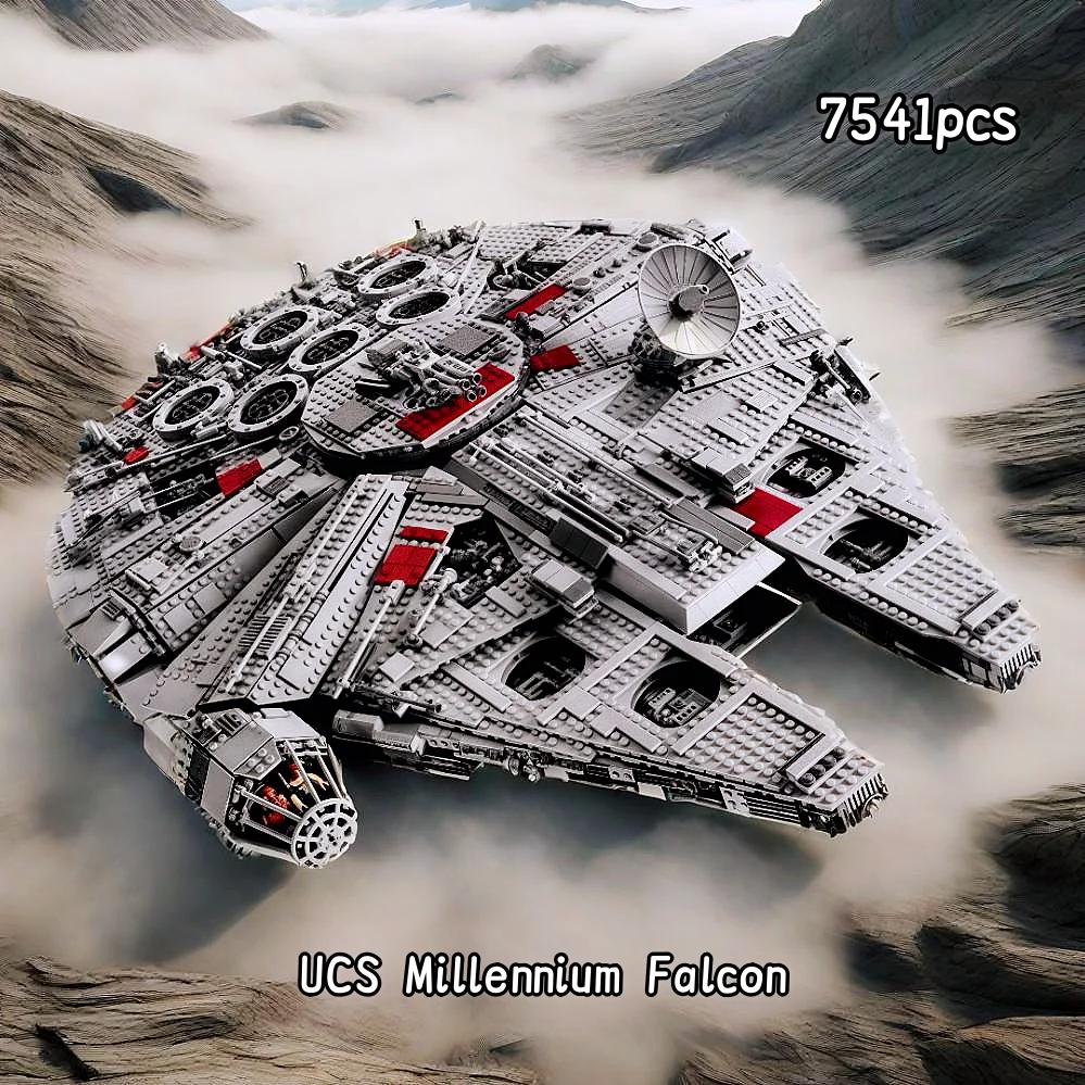 7541 pièces, vaisseau spatial de luxe Millennium Big Falcon, modèle de blocs de construction 75192, conflit interstellaire spatial, cadeaux d'anniversaire