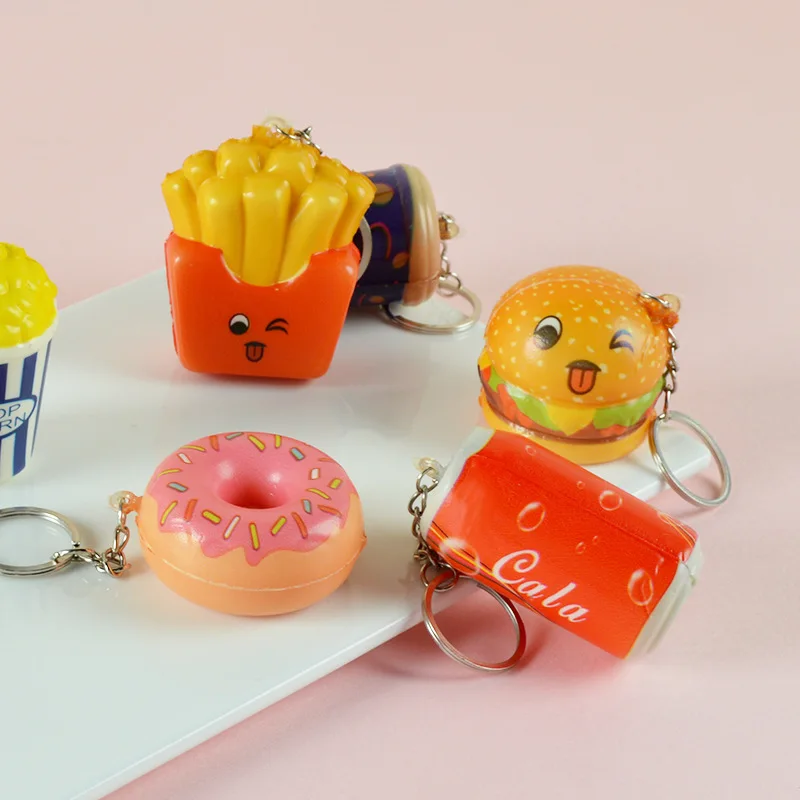 6Pcs Simulated Food Donut Fries Squish Stress Relief Toys for Kids Birthday Party Favors Classroom Rewards Gift Goodie Filler