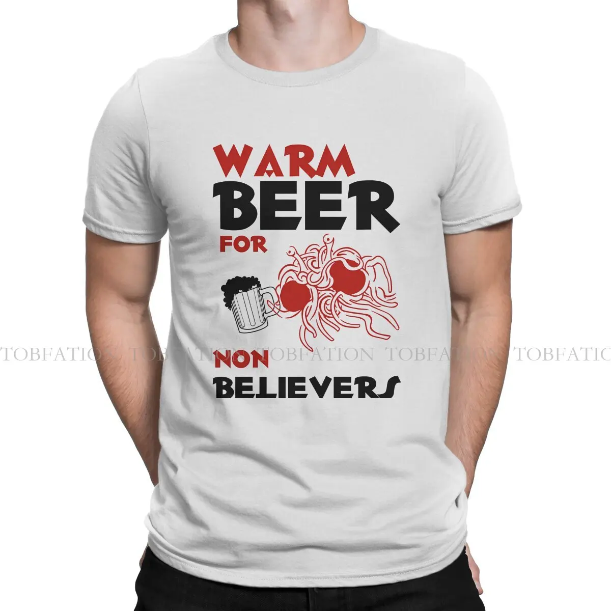 Flying Spaghetti Monster 100% Cotton TShirt Warm Beer For Non Believers Basic T Shirt Oversized Men Tee Shirt Printing Big Sale