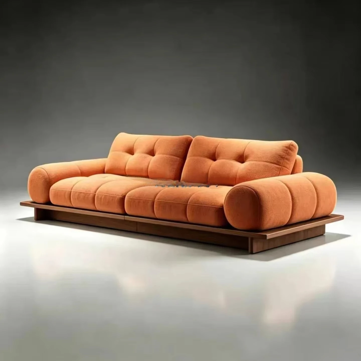 Medieval wabi-sabi wind solid wood armless fabric sofa B & B Hotel Cafe Restaurant Straight row sofa booth