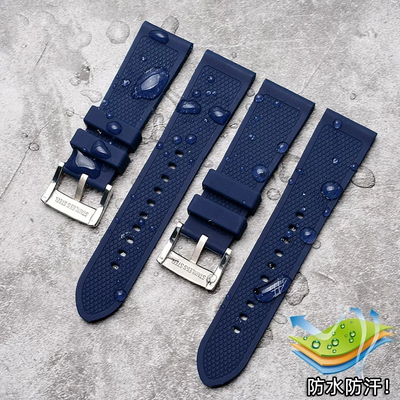 Waterproof Silicone Watch Strap Compatible With Citizen Blue Angels AT8020-03L Navihawk JY8035 23mm Replacement Watch Band