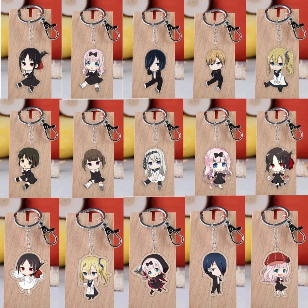 20Pcs Anime Kaguya-sama Love Is War Keychain Double Sided Acrylic Fujiwara Chika Shinomiya Kaguya Pendant Key Chain Jewelry