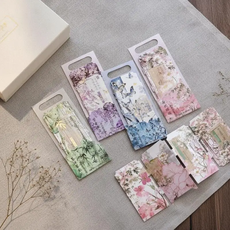 Artistic Chinese Hot Stamping Paper Bookmark Vintage Floral Calligraphy Page Marker for Art Lovers Book Collection Decor
