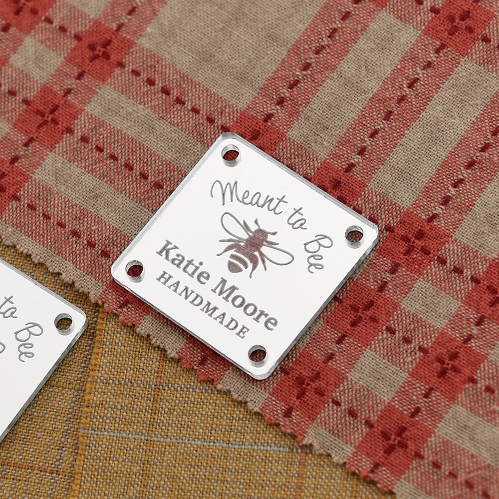 

Custom Square Mirror Acrylic Tags Laser Engraved 1.18"x1.18" 50Pcs For DIY Crafts Clothing Home Decor Personalized Logo Text