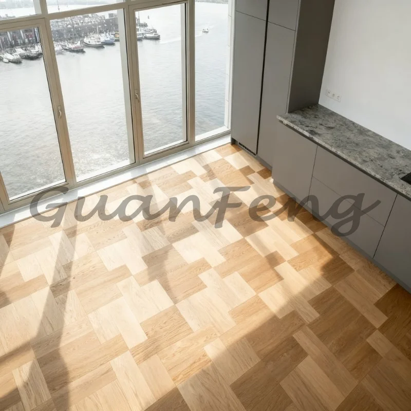 Three‑Layer White Oak Parquet Floor Engineered Solid Wood Composite Flooring for Household Interior Home Renovation Decoration