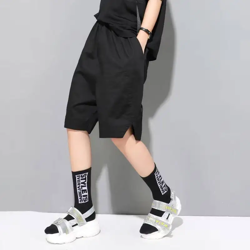 Ladies Shorts Summer New Classic Dark Elastic Waist Fashion Trend Loose Casual Pants