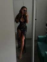 Lace Dresses For Women Fashion Sexy Elegant Solid Sleeveless Tank Hollow Out O-Neck High Side Split Slim Fit Long Vestidos Robes - Image 3