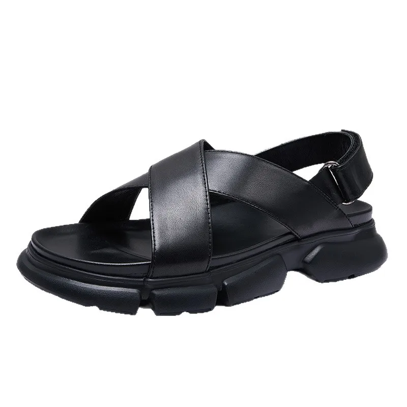 

Man Sandals Genuine Leather Slides Flats Basic Outdoor Men Casual Shoes Fashion Beach Slippers Vintage Brand Luxury Designers