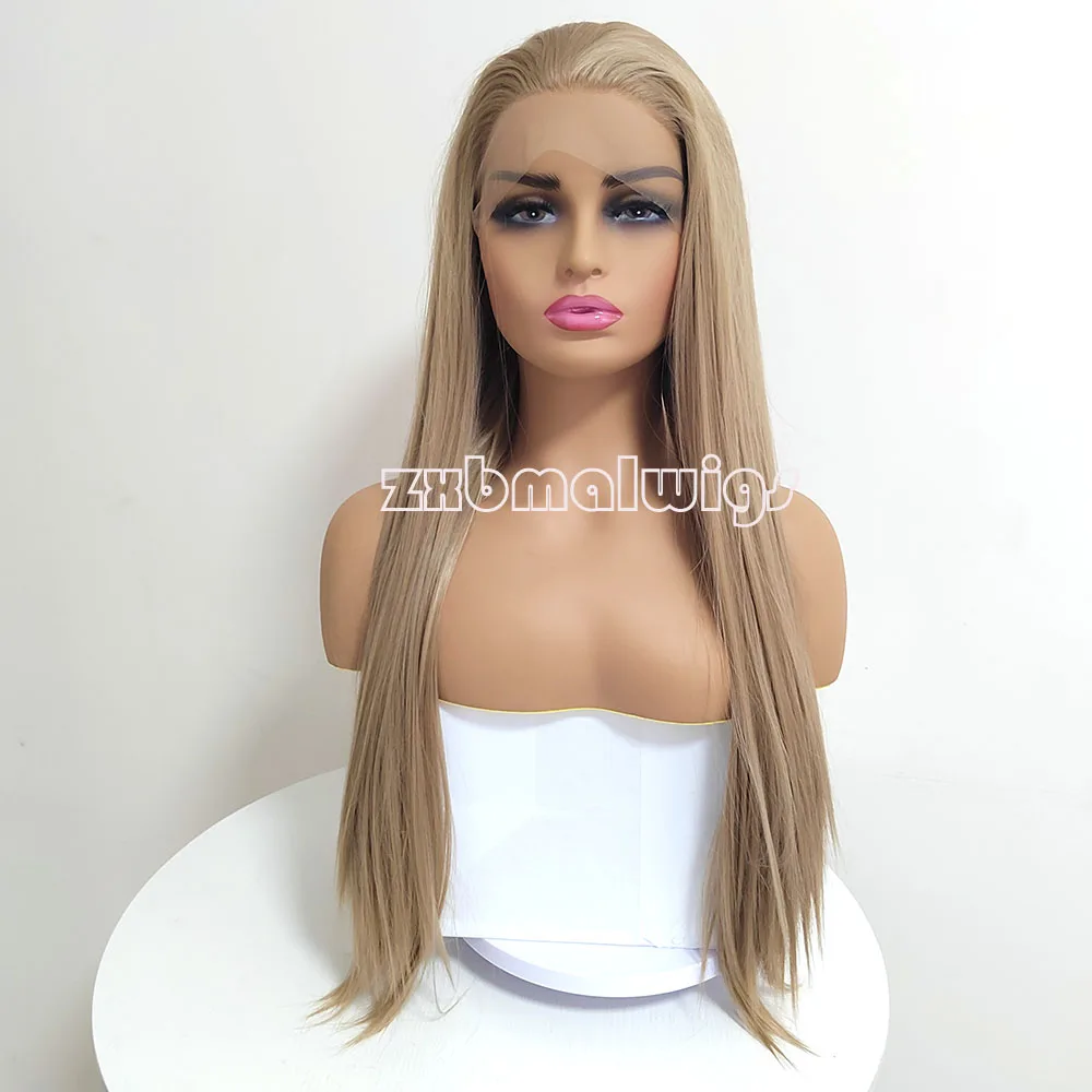 ZXBMALWIGS  Synthetic Hair Blonde Straight Lace Front  Wigs Glueless Pre Plucked Heat Resistant Fiber Cosplay Daily