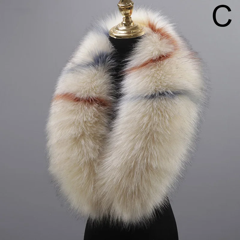 50cm Faux Fur Collar Winter Large Fake Fur Coat Scarves Luxury Women Neck Collar Warm Fluffy Shawl Female Cloth Accessories