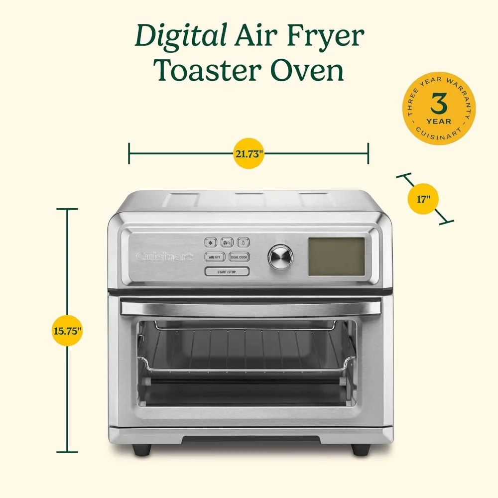 Air Fryer Toaster Oven, Digital Display, Digital 1800 Watt, Adjustable Temperature and Controls, Stainless Steel,Silver