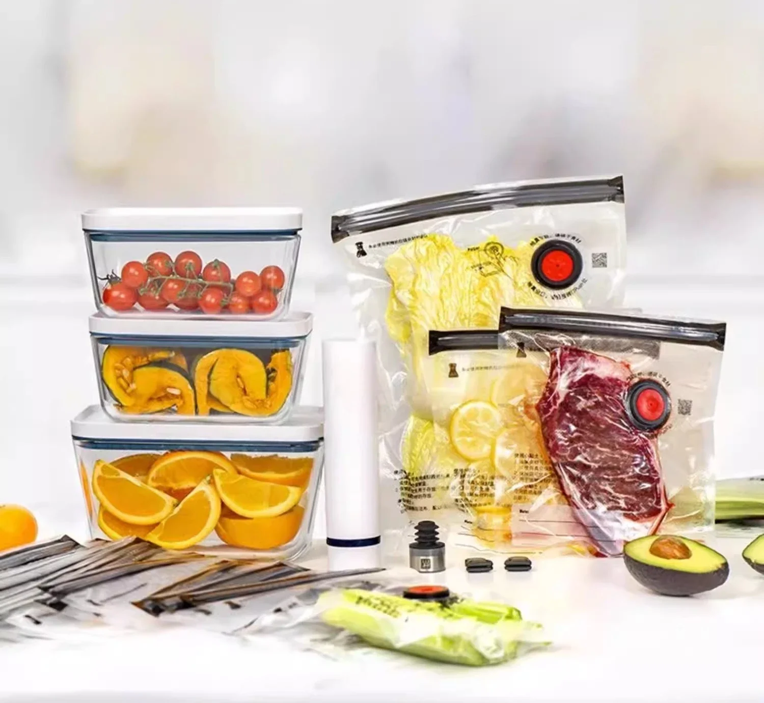 Fresh-keeping set, vacuum bowl cover, fresh-keeping box, fresh-keeping bag, glass sealed box for storage.