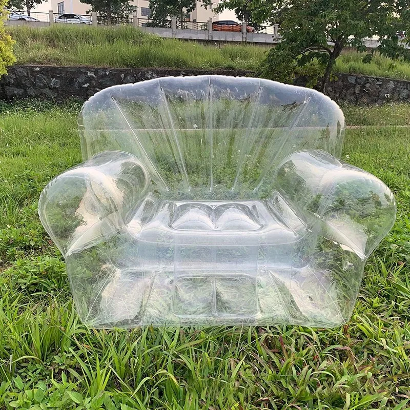 PVC Inflatable Transparent Sofa, Home Outdoor Inflatable Single Sofa Recliner