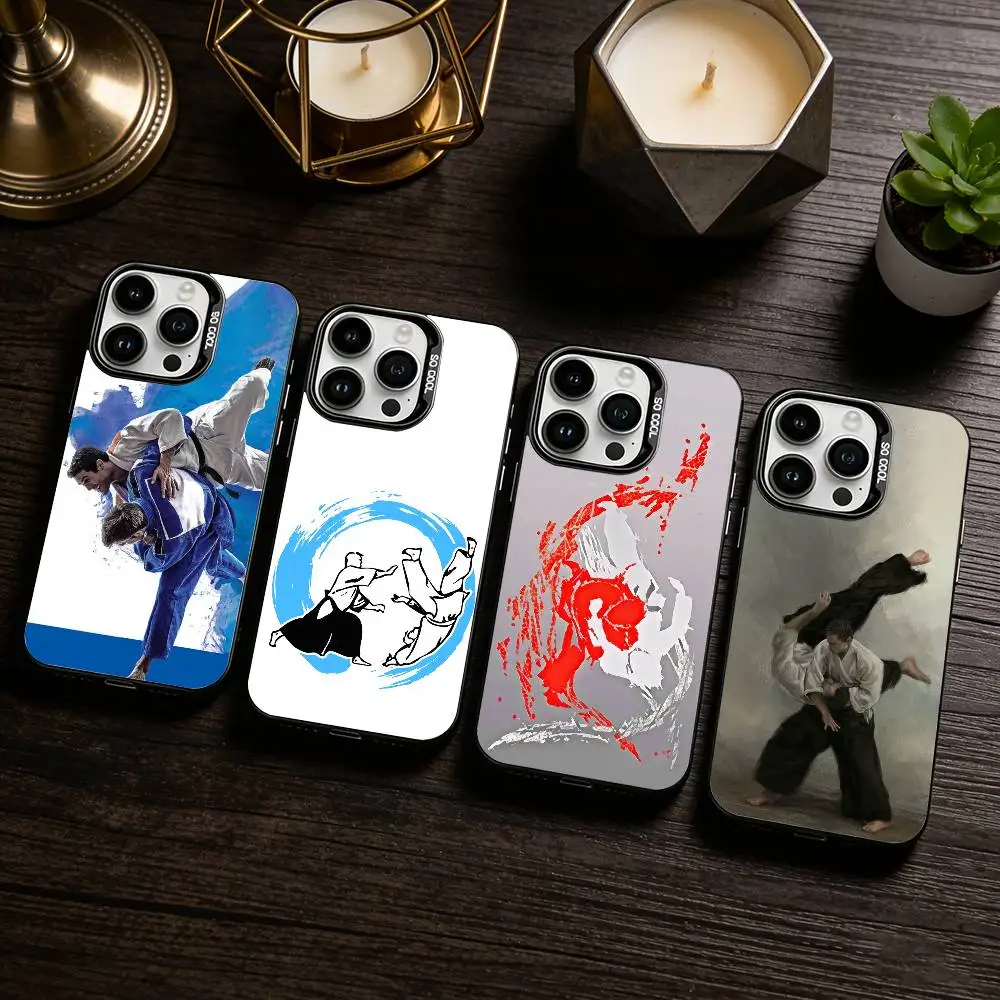 

Japanese Martial Arts Judo Sport Phone Case For iPhone 17,16,15,14,13,12,11 Plus,Pro Max,XS,Colored silver phone case