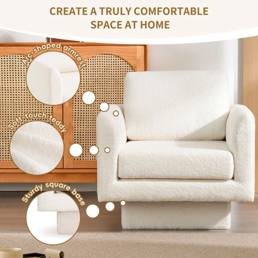 [جديد + فيديو] كرسي دوار حديث 360 درجة 30 وات تيدي شيربا كرسي بذراعين مستدير سميك مبطن أريكة صالة واحدة منجد مريح با