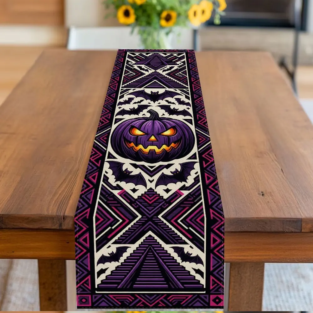 Table Runner Linen Buffalo Plaid Red Black with Santa  Reindeer Farmhouse Holiday Table Decor