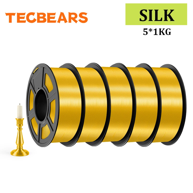 Filament do drukarki 3D TECBEARS Silk 1.75mm 5 rolek 5KG Wielokolorowy PLA+ SILK Pakowany próżniowo Bez pęcherzyków powietrza do FDM DIY Materiał na prezent — zdjęcie produktu 7