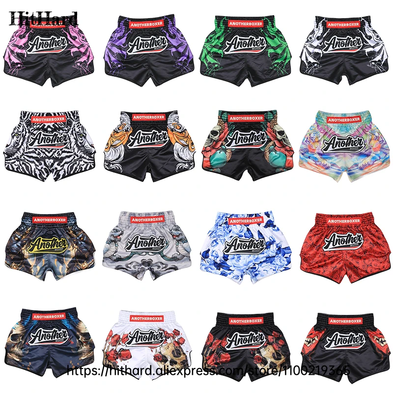 Muay Thai Boxing Shorts Tiger Skull Sublimated Combat Sports Kickboxing Shorts for Men/Women Breathable MMA Training Fight Pants