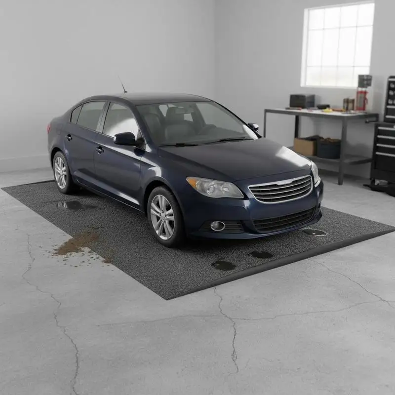 

Compact Protective Pad 6.6'x8.5' For Garages, Greenhouses, Entrance, Heavy Duty Containment Mat, Liquid Debris Collection, Vinyl Material, Dark Gray Color