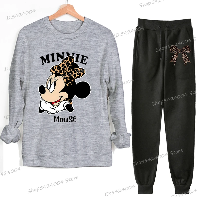 ليوبارد طباعة القوس ميني ماوس البلوزات المطبوعة وسراويل مجموعة للنساء موضة الترفيه ميني ماوس ملابس رياضية 2 قطعة مجموعة الهدايا #5
