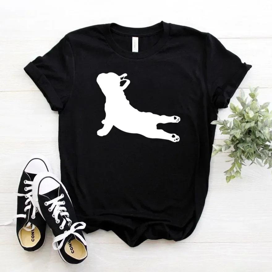 French Bulldog Yoga Pose Print Women tshirt Cotton Hipster Funny t-shirt Gift Lady Yong Girl Top Tee 2024  women t shirt