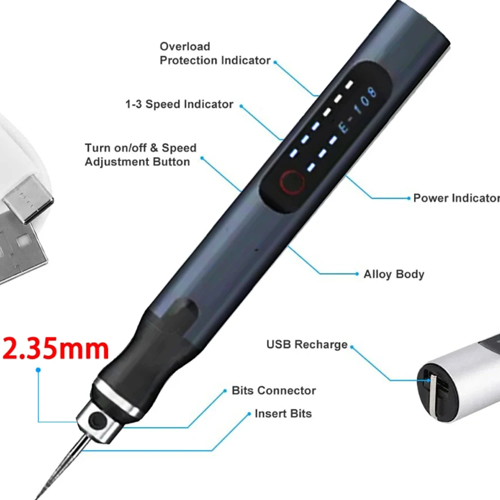 JANGKLIFE USB Cordless Rotary Tool Kit Woodworking Engraving Pen DIY For Jewelry Metal Glass Mini Wireless Drill