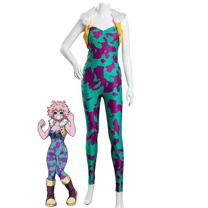 Mijn Hero Academy Ashido Mina Cosplay Jumpsuit Vest Kostuum Set Halloween Carnaval Party Bodysuit Boku Geen Hero Vrouwen Jas Zentai O