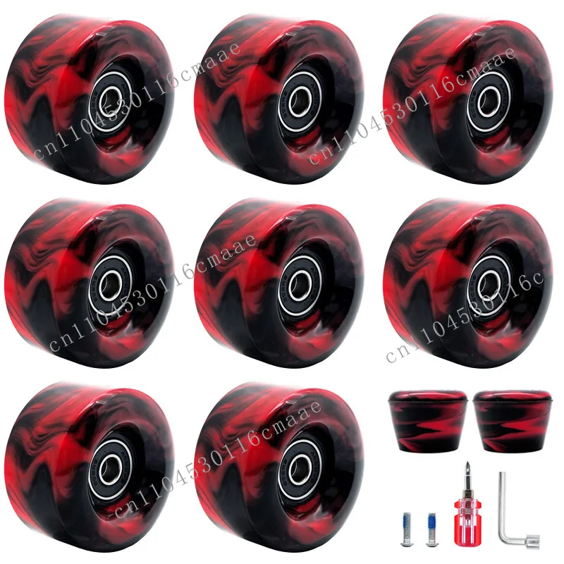 Double Row Roller Skates Mixed Colors Non-flash Wheels Roller Skates Accessories PU Brake Wheel