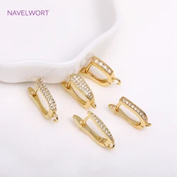 Earring Making Supplies 18K Gold Plated Inlaid Zircon Earring Hooks With Open Jump Ring,DIY Jewelry Accessories Wholesale