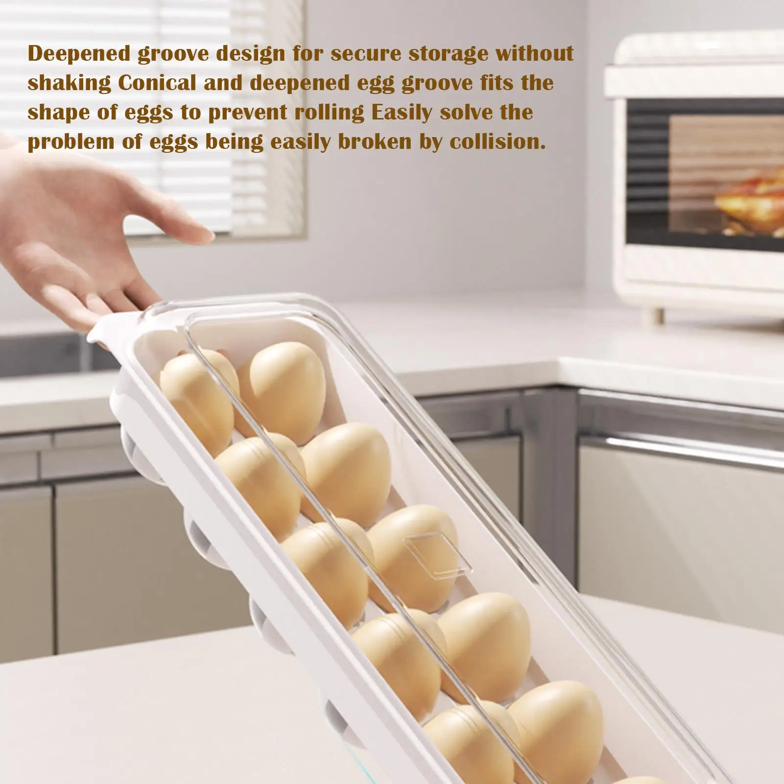 

Egg Organizer For Refrigerator 12 Slot Stackable Clear Space-Saving Organizer Egg Dispenser With Lid For Home Kitchen