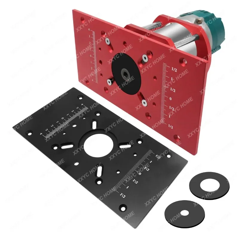 Alüminyum Yönlendirici Masa Ekleme Plakası Yönlendirici Çevirme Plakası Ağaç İşleme Tezgahları için Yönlendirici Ahşap Aracı Freze Kırpma Makinesi W/Yüzükler