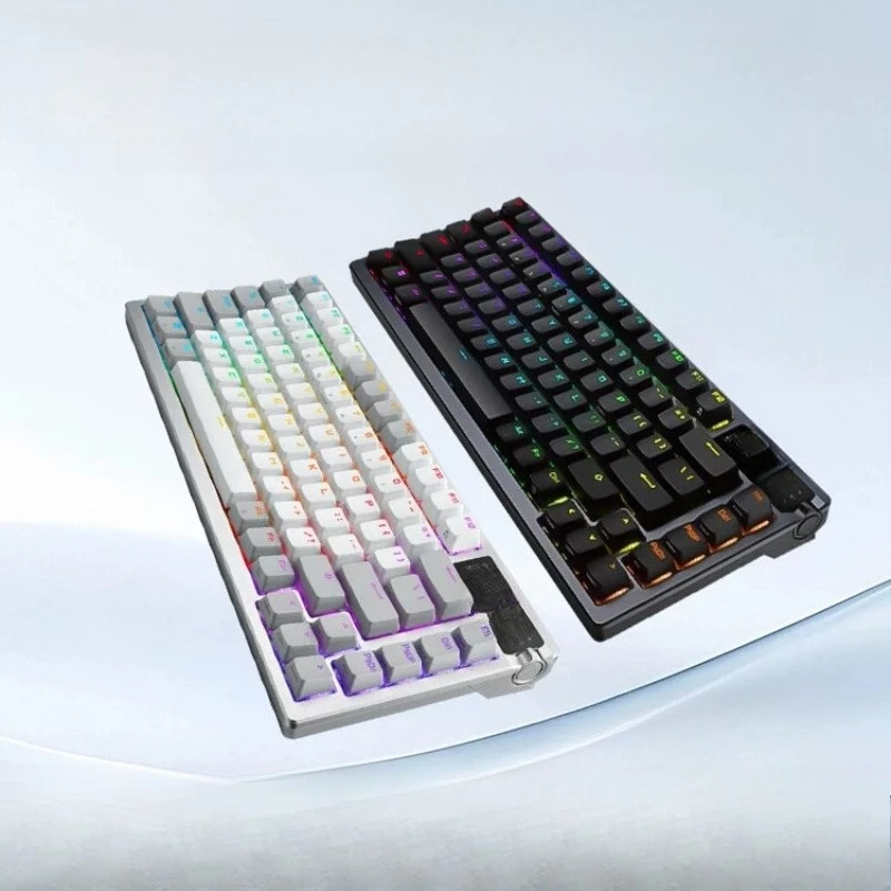 

Three-mode customized keyboard 75 with 8K return OLED display full-key hot-swappable gasket structure