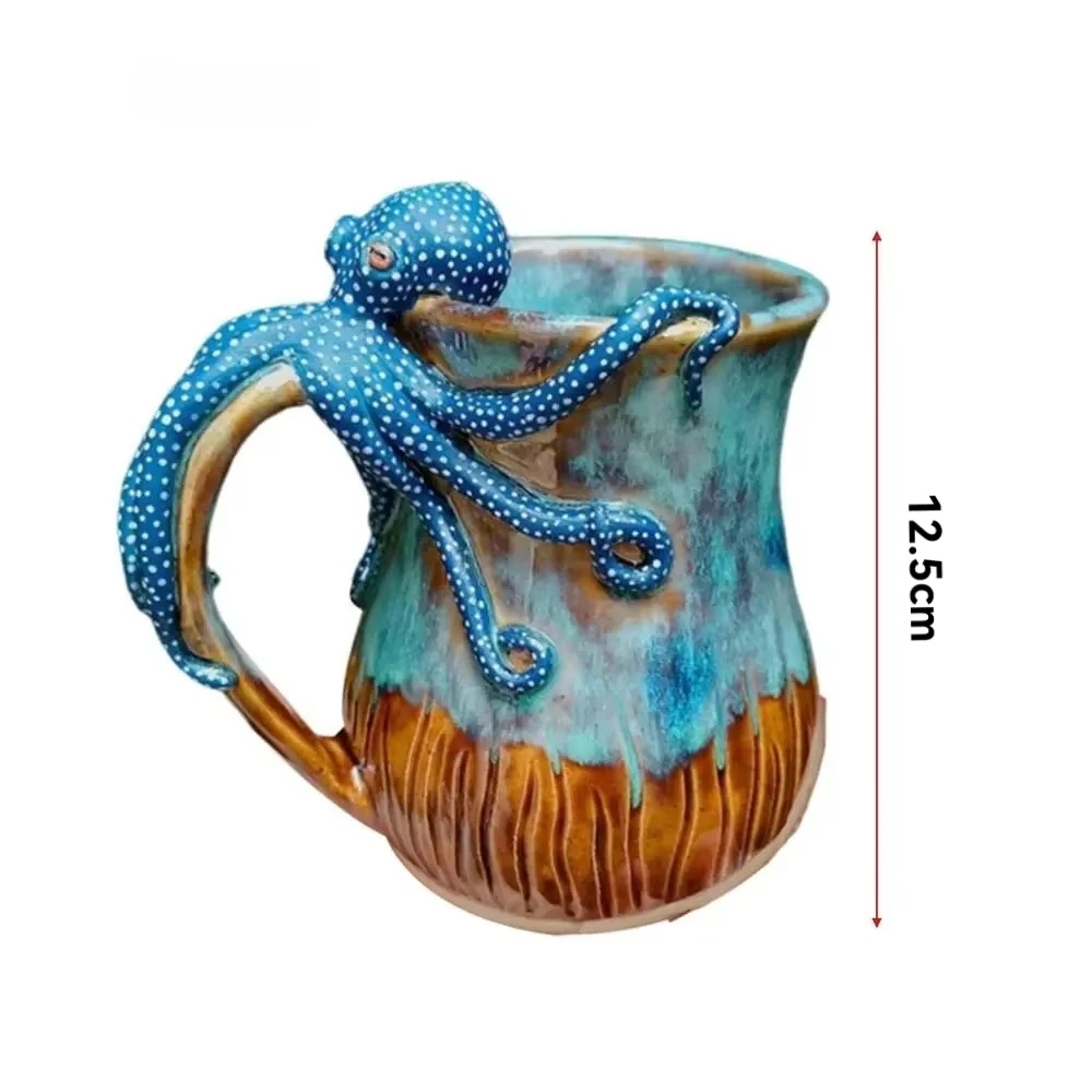 

Handmade Octopus Mug, Deep Blue Crafted Ceramic Cup Fun Novelty Coffee Mug Tea Cup Handmade Coffee Mugs Collection Gifts
