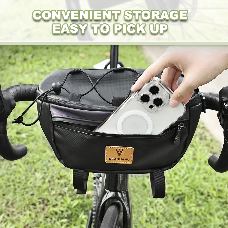 Bike Handlebar Bag Portable Pannier Waterproof Sport Backpack Multi-Purpose MTB Road Cycling Frame Tube Bag Elastic Band Satchel