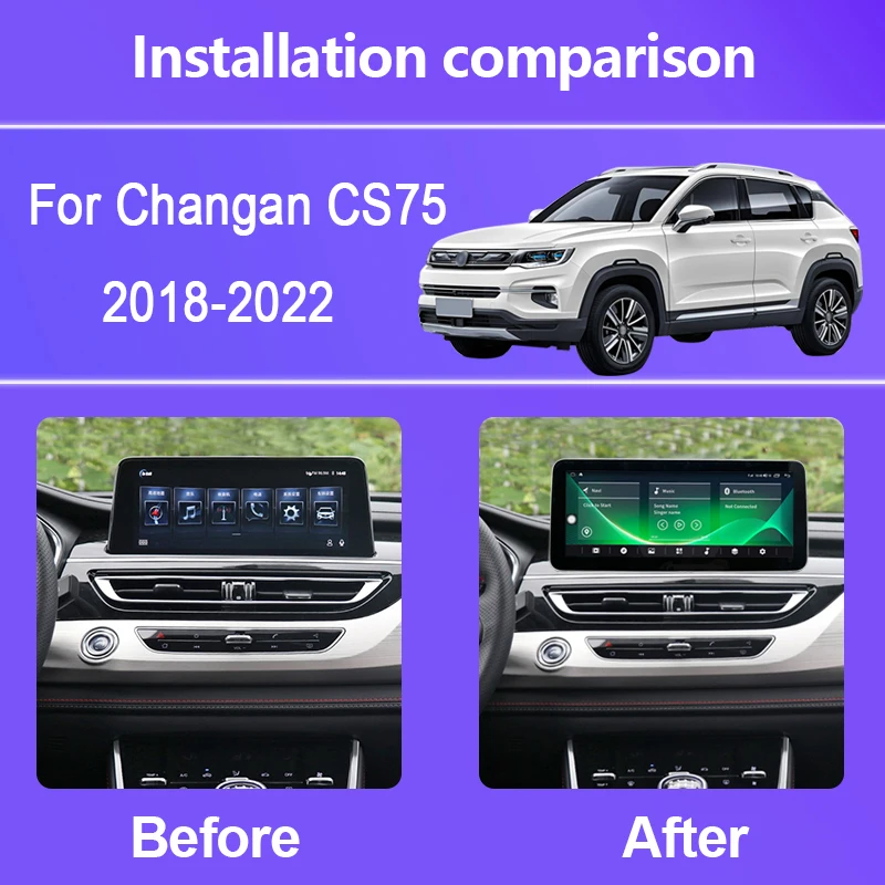 12.3 Inch For Changan CS75 2018-2022 Android 12.0 Octa Core 8G+256G Car Multimedia Player Stereo Receiver Radio 1920*720