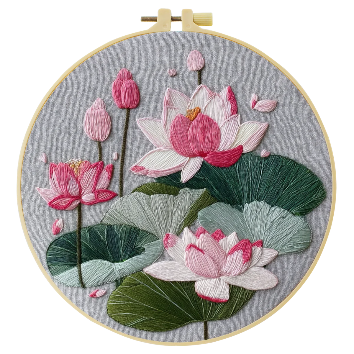 1 Stück 20X20CM/15X15CM 7,87/6,3 Zoll Lotus-Stickerei-Starter-Kit DIY-Kit DIY-Stickerei-Set Handarbeiten Nadelkunst Malerei – Detail 4