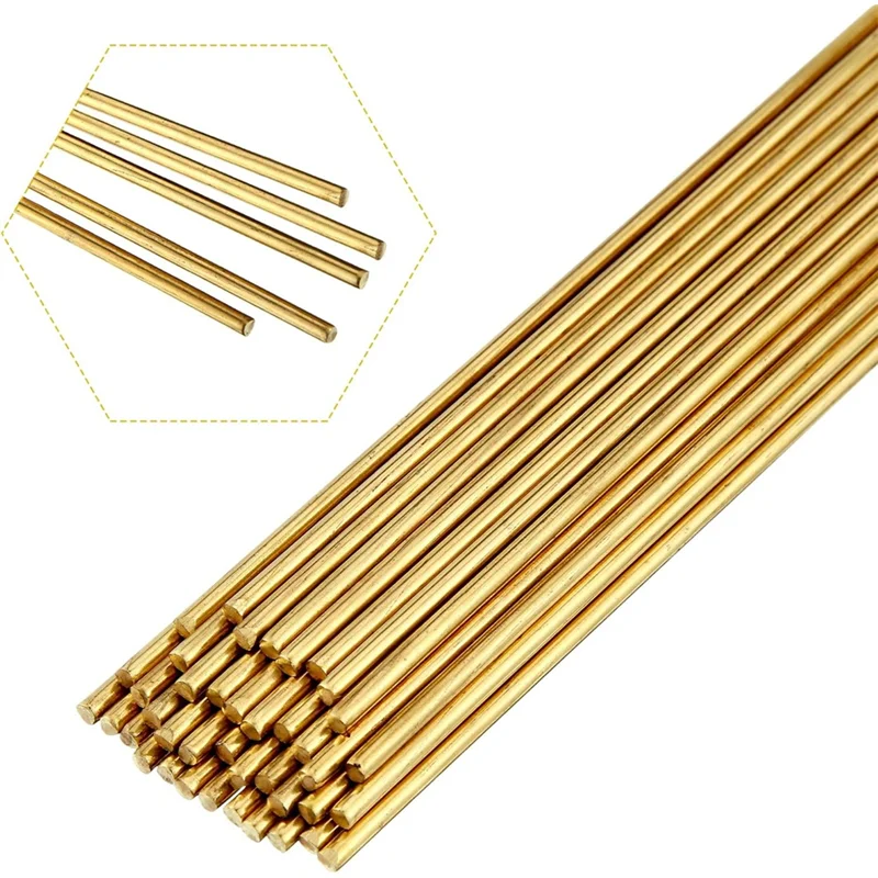 AT43-Brass Rods 1.5 Mm 40 Pcs For DIY Craft Drift Punches Handles Lathe Copper Alloy Solid Welding Braze