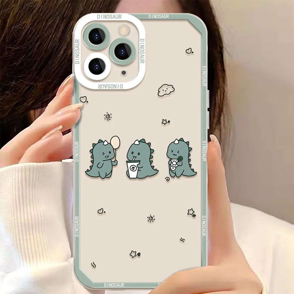 Cartoon Dinosaur Phone Case For iPhone 11 Case iPhone 14 Pro Max 12 13 15 Pro XR XS Max 12 13 Mini 7 8 Plus SE 2020 Soft Cover