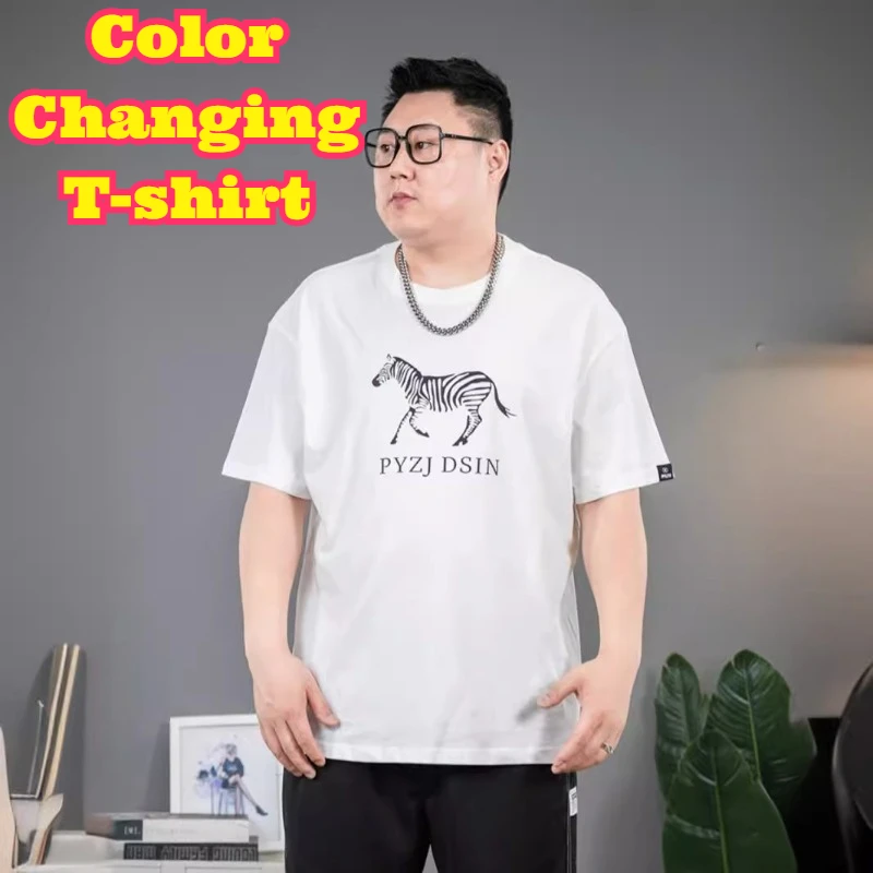 カラフルな温度変化プラスサイズ半袖-tシャツ男性夏薄いルーズ特大カジュアル通気性ストリートトップ