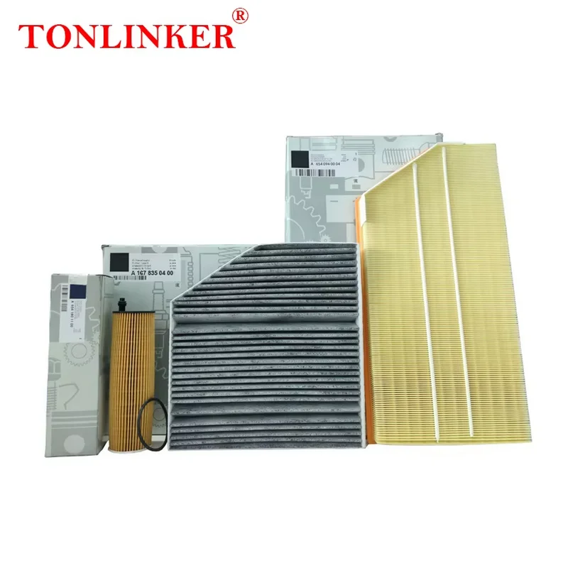 TONLINKER Cabin Air Filter Oil Filter For Mercedes Benz GLE W167 C167 2019-2022 GLE 350d 300d 400d 4MATIC Sport Car Accessories