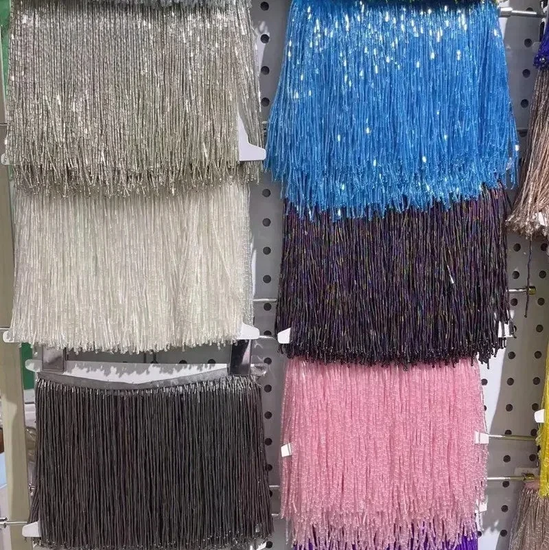 

Трубчатая кружевная тесьма с бахромой, для свадебных и вечерних платьев, с бисерным декором, ширина 15 см, 38 цветов, 5 ярдов, оптом